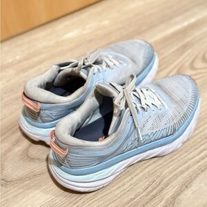 Hoka Women's Light Gray and Sky Blue Athletic Shoes